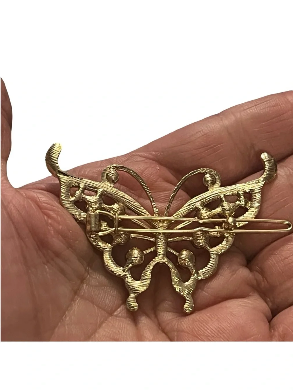 Gold Butterfly Hair Clip with Brown and iridescent Accents FINAL PRICE DROP